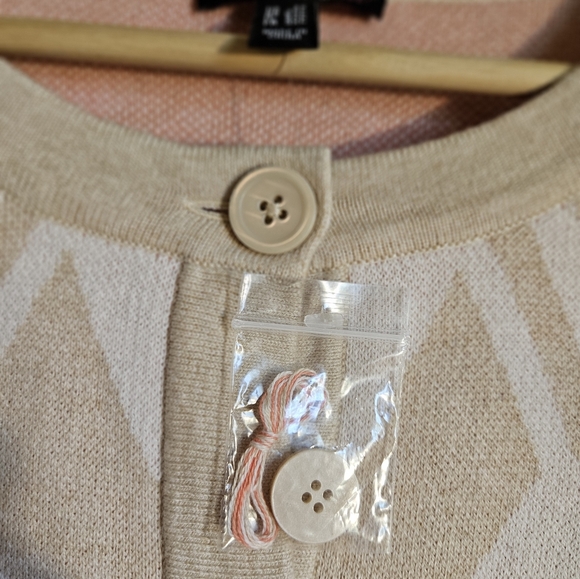 NWOT 2X Longline Knit Button Cardigan Geo Print Pockets Artsy Indie Lagenlook - Picture 7 of 11